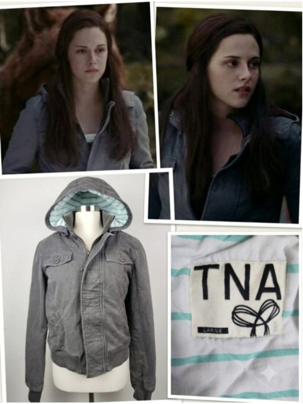ASO Bella Swan Grey Utility Jacket ALT Lining Size Large As Seen On Twilight
